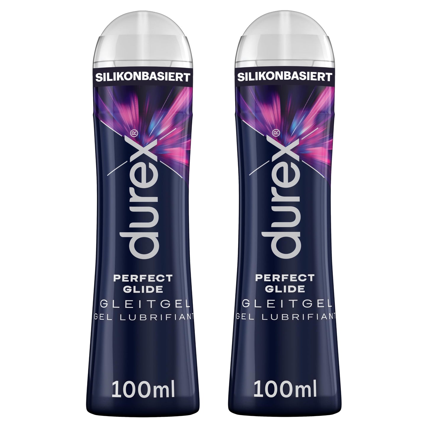 Durex Perfect Glide Lubricant, Silicone-Based Gel, Long-Lasting, Ideal for Anal Sex, 2 x 100 ml