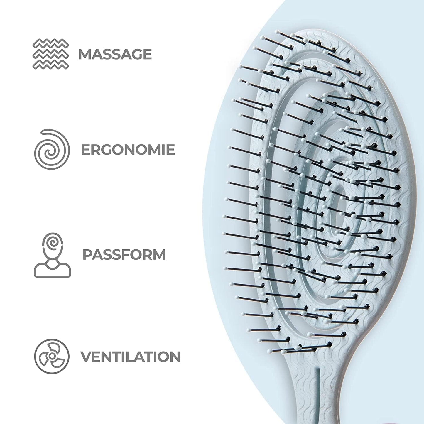 Ninabella Hair Brush without Pulling - Brush for Men and Women - Detangler Brush Also for Curls & Long Hair - Detangling Brush Hair Brushes - Black