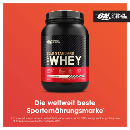 Optimum Nutrition Gold Standard 100% Whey, Proteinpulver, Geschmack Delicious Strawberry, 900g, 30 Portionen