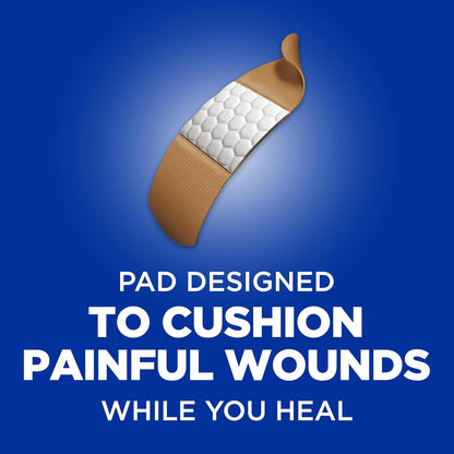 Band-Aid Brand Sterile Flexible Fabric Adhesive Bandages, Comfortable Flexible Protection & Wound Care for Minor Cuts & Scrapes, Pad Designed to Cushion Painful Wounds, One Size, 100 ct
