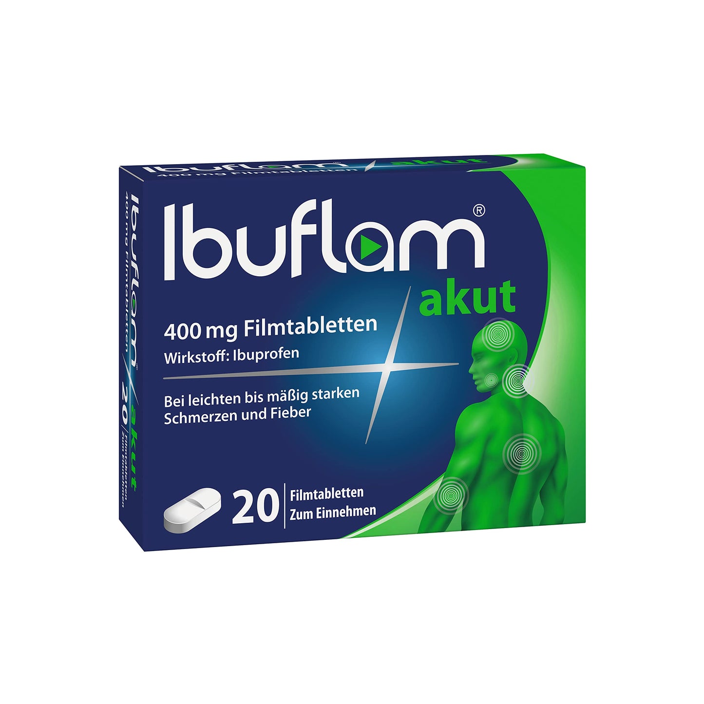 Ibuflam® Akut 400 mg IBUPROFEN Film-Coated Tablets, Double Pack 2 x 50 Pieces, Ibu 400 Pain Tablets for Pain, Toothache, Fever and Cold, Quick Pain Relief with Ibuprofen
