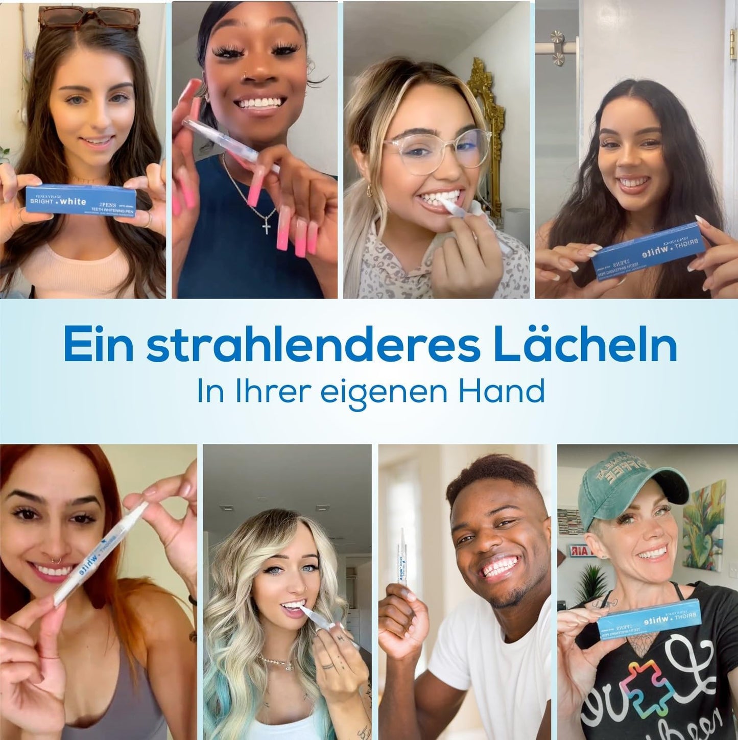 2 x Venus Visage Teeth Whitening Pen, 20+ Teeth Whitening Applications, Pain-free Teeth Bleaching for White Teeth, Quick Whitening, Gentle & Tooth-Friendly Bleaching (2 Pack, Mint)