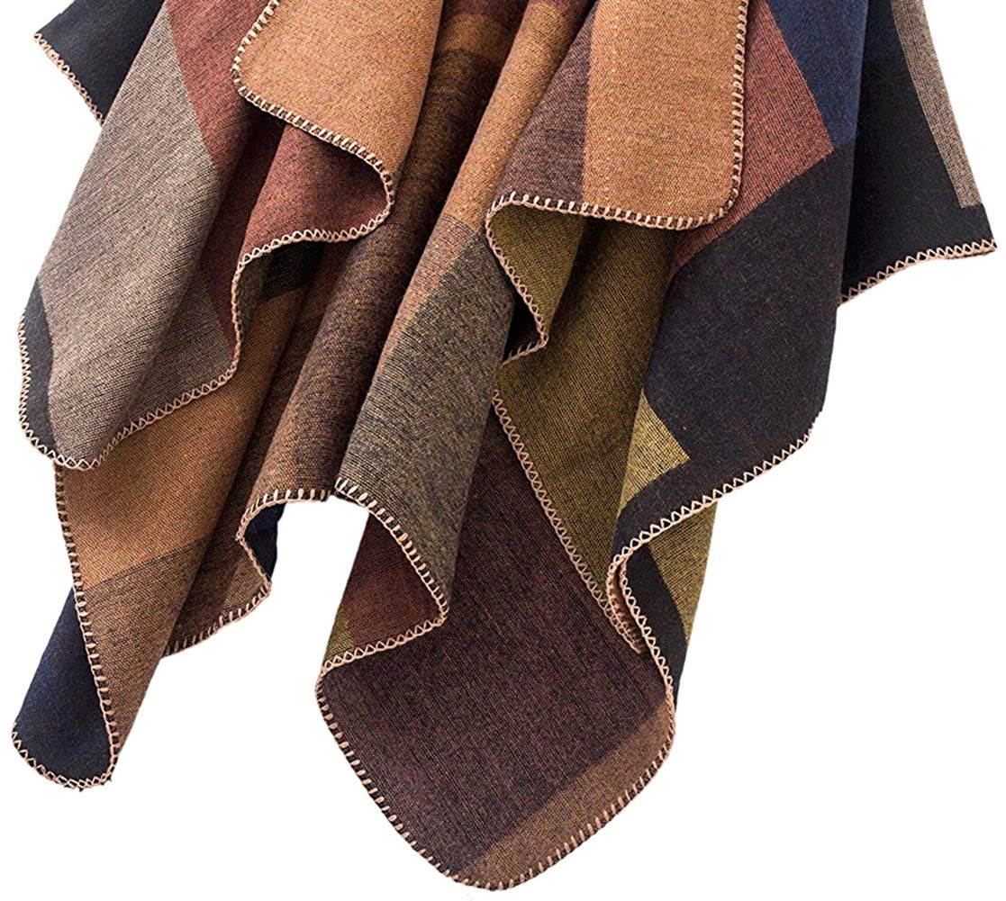 Shmily Girl Poncho Damen Strick Poncho Winter Warm Elegant Poncho Decke Poncho Cape Mantel Übergroße Poncho Schal Frauen