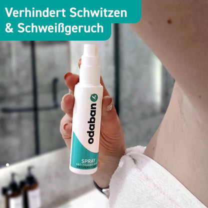 ODABAN Antitranspirant Deo Spray gegen starkes Schwitzen I Anti Schweiß Deo bei Hyperhidrose, Schwitzen am Kopf, schwitzige Hände I Anti transpirant für Männer & Frauen mit Langzeitschutz 30ml