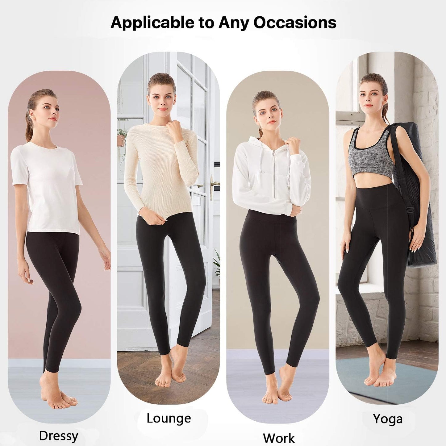 SINOPHANT Women's High Waist Opaque Leggings with Abdominal Control for Sports Yoga Gym