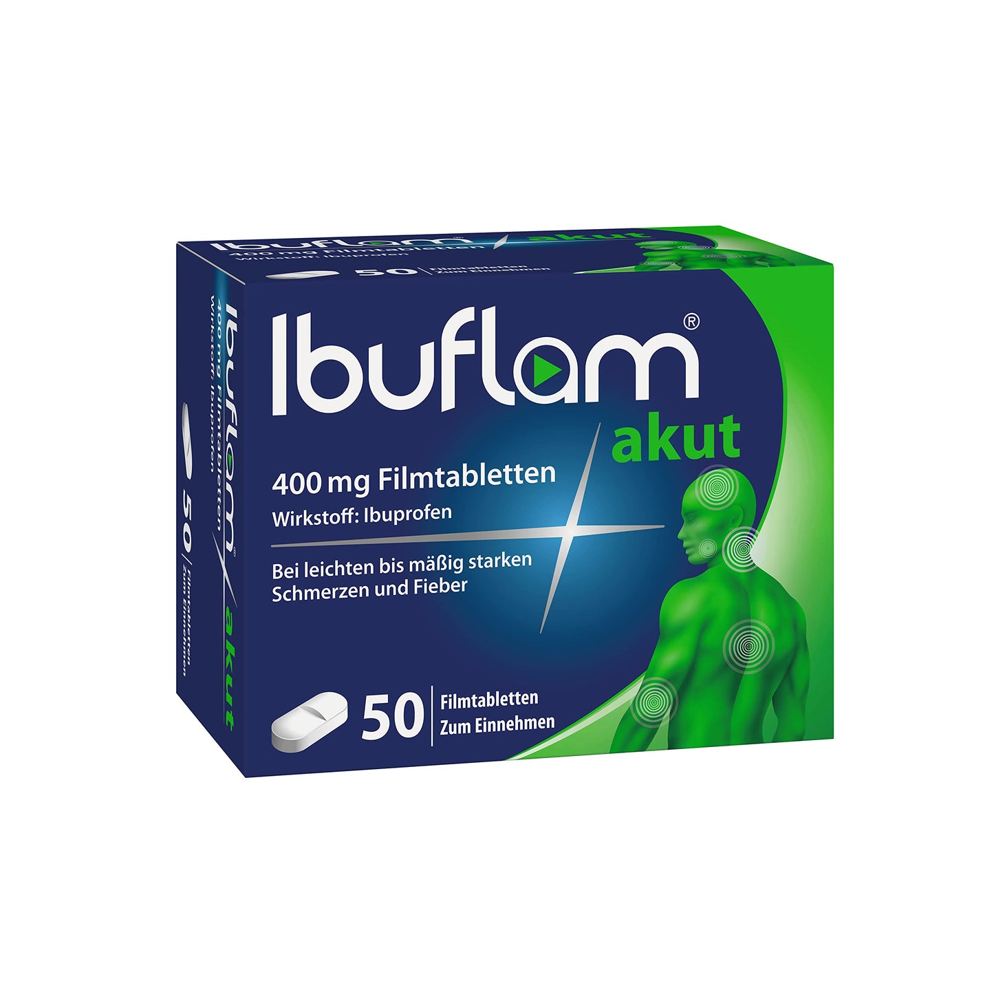 Ibuflam® Akut 400 mg IBUPROFEN Film-Coated Tablets, Double Pack 2 x 50 Pieces, Ibu 400 Pain Tablets for Pain, Toothache, Fever and Cold, Quick Pain Relief with Ibuprofen