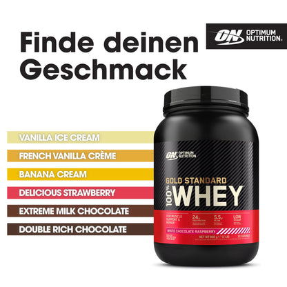 Optimum Nutrition Gold Standard 100% Whey, Proteinpulver, Geschmack Delicious Strawberry, 900g, 30 Portionen