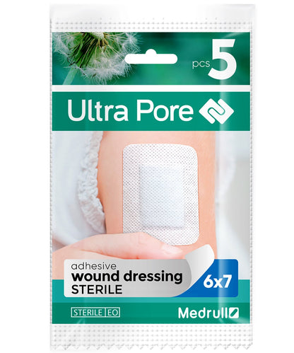 Medrull Steriler Wundverband 6x7 cm Sterile Wundpflaster ULTRA PORE Starke Klebekraft - Schützt bei Schnittwunden & Kratzern Pflaster Einzeln verpackt 50 Stück