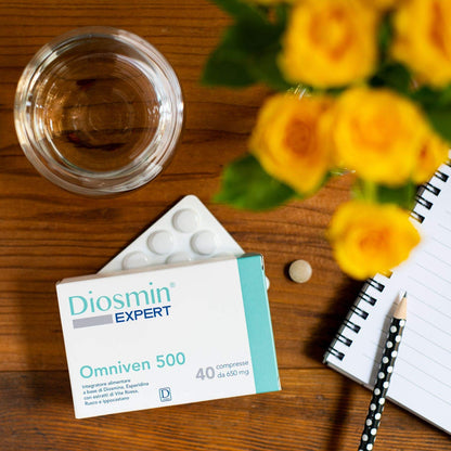 DuLàc, Diosmin Expert Omniven 500, Dietary Supplement with Diosmin and Hesperidin, for Heavy and Swollen Legs, Promotes Microcirculation, Made in Italy, 80 Tablets