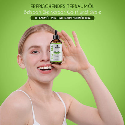 Kanzy Teebaumöl Bio Naturrein 60ml mit Pipette Kaltgepresst Tea Tree Oil für Gesicht (60ml)