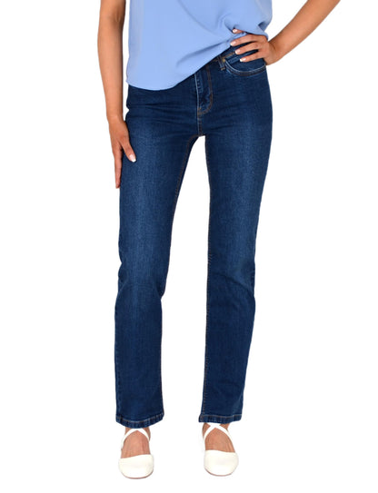 ESRA Women's Jeans Trousers Straight Cut Straight Fit Jeans Women's High Waist up to Plus Size Large Sizes G600