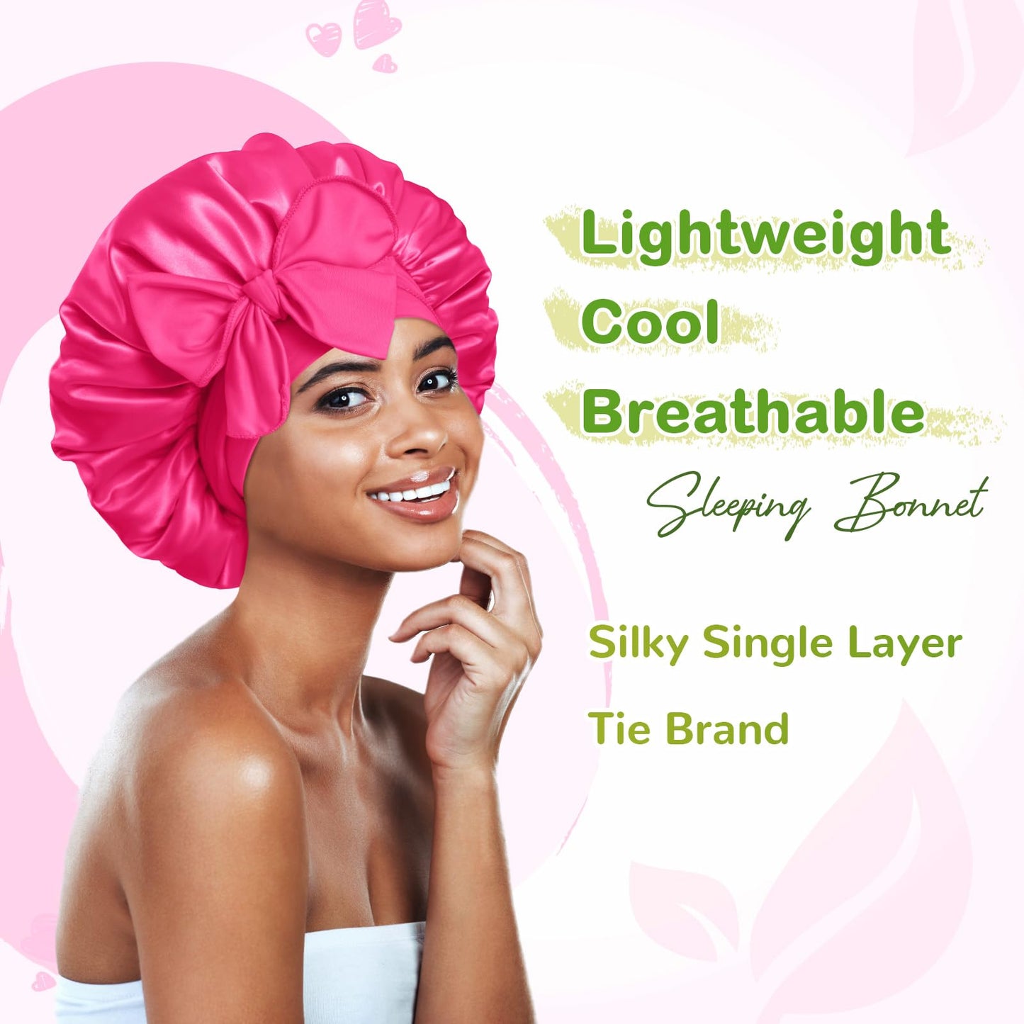 BONNET QUEEN Satin Silk Sleep Cap, Adjustable Women’s/Men’s Bonnet, Night Hair Care Protection Head Cap for Curly, Long Hair, Smooth, Breathable (M, Black)