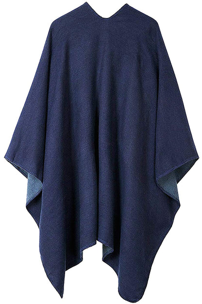 Shmily Girl Poncho Damen Strick Poncho Winter Warm Elegant Poncho Decke Poncho Cape Mantel Übergroße Poncho Schal Frauen