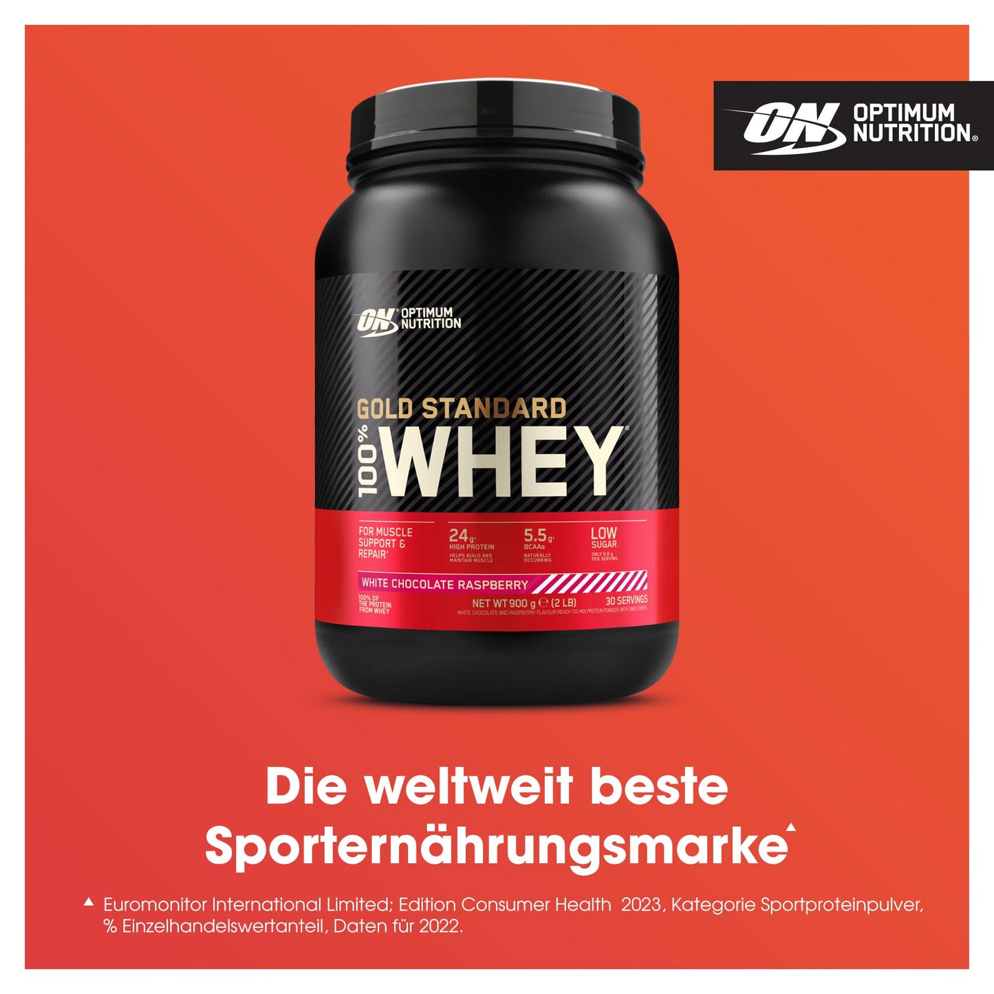 Optimum Nutrition Gold Standard 100% Whey, Proteinpulver, Geschmack Delicious Strawberry, 900g, 30 Portionen