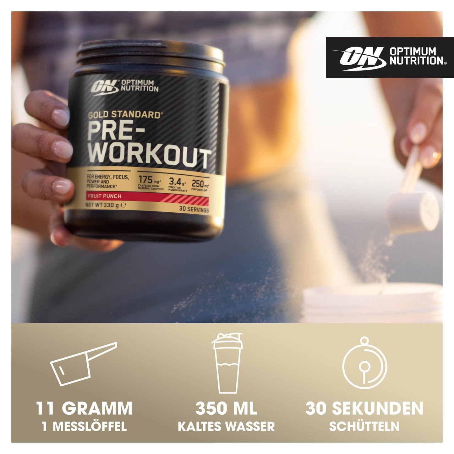 Optimum Nutrition Gold Standard BCAA Pulver, Geschmack Strawberry Kiwi, 266g, 28 Portionen