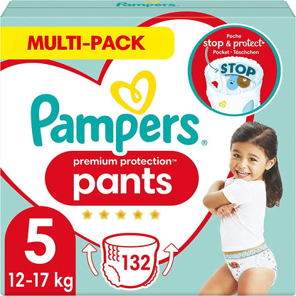 Pampers Premium Protection Pants Size 5, 144 Nappies, 11 kg - 17 kg, with 360° Fit and 2 x Wider Cuffs than Before for Our Best Comfort and Protection