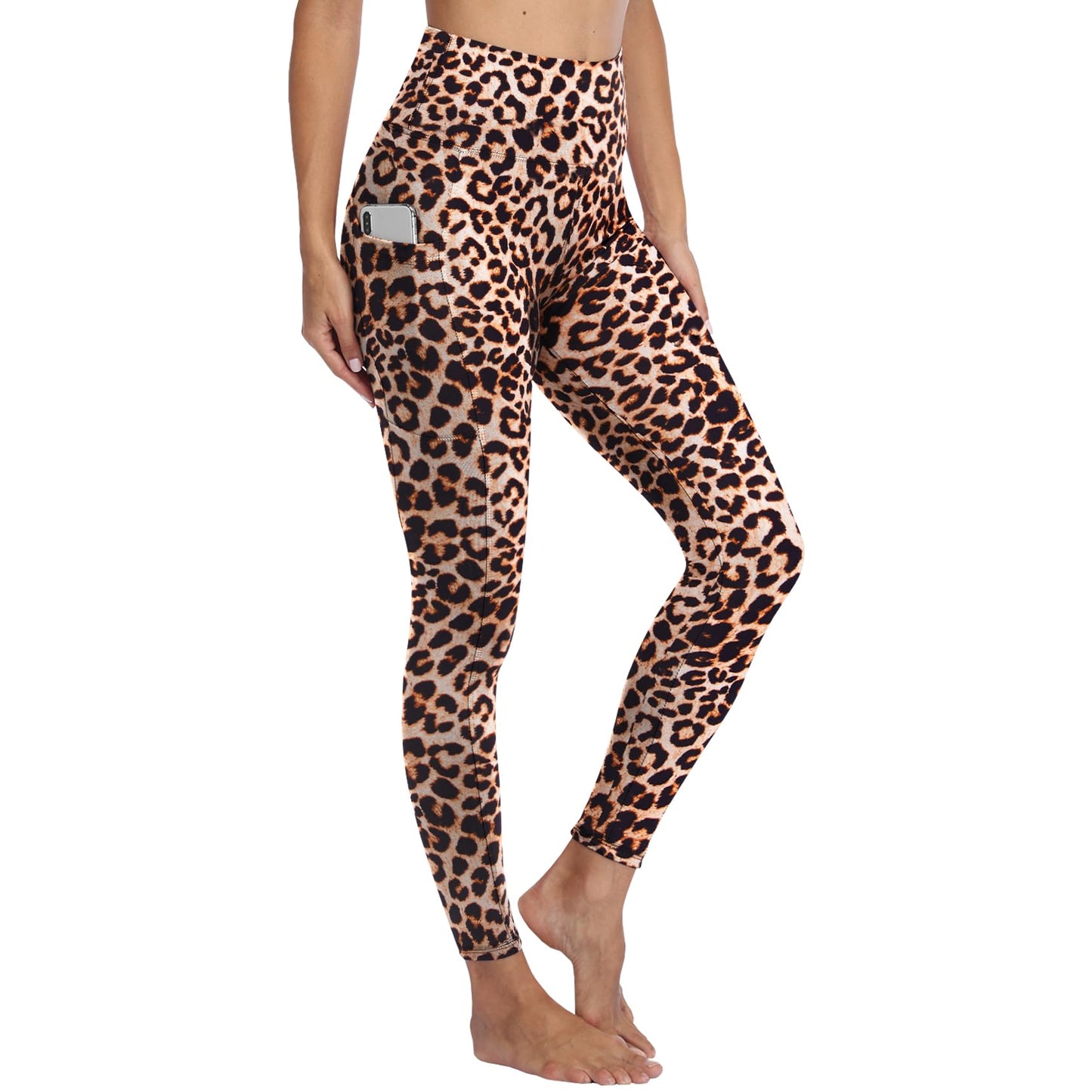 Gayhay Leggings, Women's High-Waist Sports Leggings with Pockets, Black Sports Leggings, Long Sports Trousers, Tummy Control Opaque Fitness Trousers, Yoga and Gym Leggings, Running Trousers