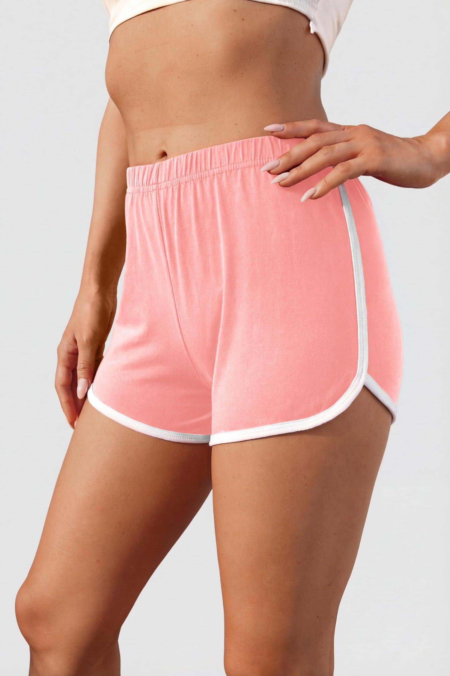 URATOT 2 Pack Women Cotton Gym Yoga Summer Running Sports Dance Shorts with Elastic Waist