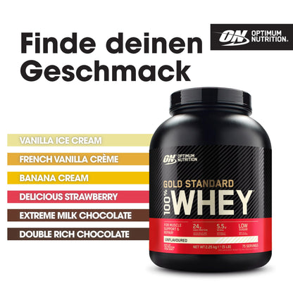Optimum Nutrition Gold Standard 100% Whey, Proteinpulver, Geschmack Delicious Strawberry, 900g, 30 Portionen