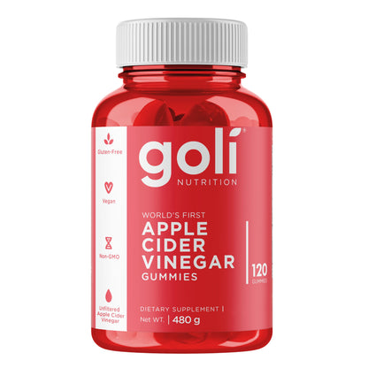 Goli Nutrition, Apple Cider Vinegar, 60 Vegan Gummies, 1000 mg Apple Cider Vinegar Per Dose, Gluten Free, Soy Free, GMO Free, Apple Cider Vinegar Flavour