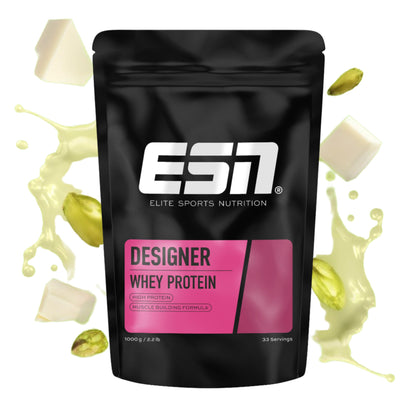 ESN Premium Designer Whey Protein Pulver, Cherry Yogurt, 1 kg, bis zu 23 g Protein pro Portion, ideal zum Muskelaufbau und -erhalt - made in Germany