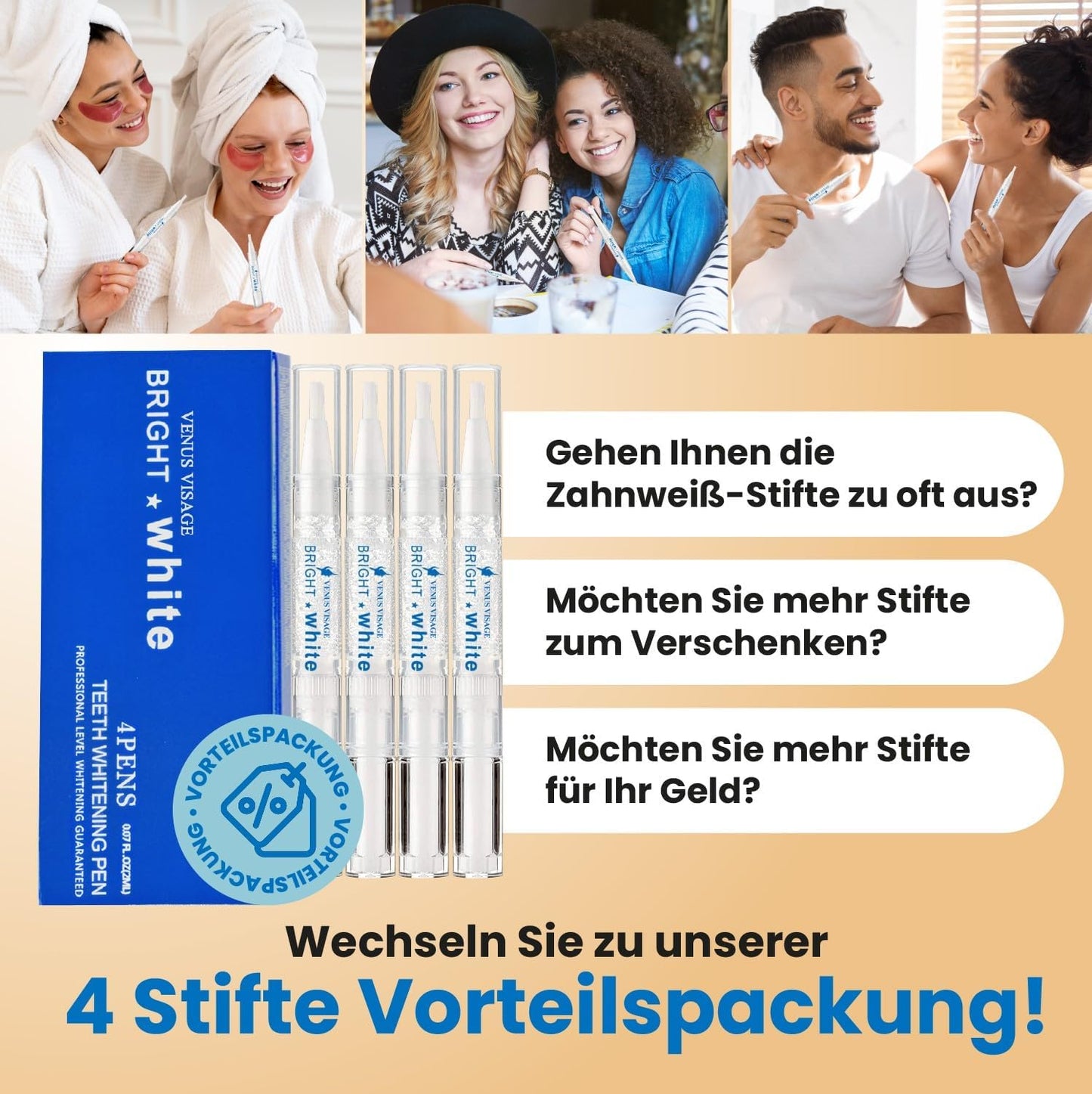 2 x Venus Visage Teeth Whitening Pen, 20+ Teeth Whitening Applications, Pain-free Teeth Bleaching for White Teeth, Quick Whitening, Gentle & Tooth-Friendly Bleaching (2 Pack, Mint)