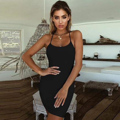 Women's Sexy Dress Summer Dress Spaghetti Straps Bodycon Sleeveless Backless Mini Dress Elegant Short Tight Bodycon Dresses Straps Sexy Party Dress Club Casual Dress