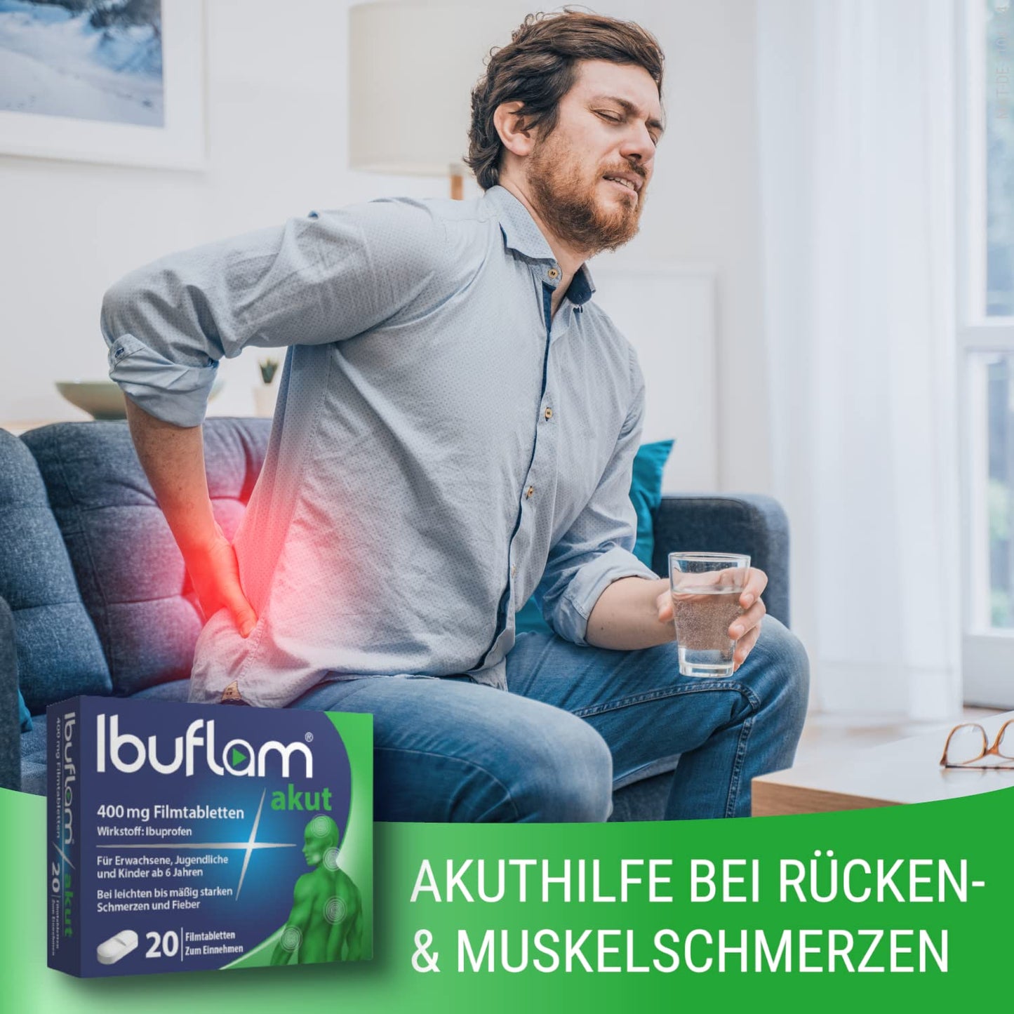 Ibuflam® Akut 400 mg IBUPROFEN Film-Coated Tablets, Double Pack 2 x 50 Pieces, Ibu 400 Pain Tablets for Pain, Toothache, Fever and Cold, Quick Pain Relief with Ibuprofen