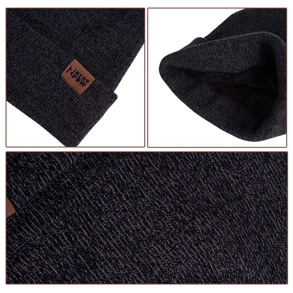 Nertpow Mütze, Schal & Handschuh-Sets für Damen Herren,Touchscreen Handschuhe Winter Beanie Mütze Stricken mit Fleece Gefüttert Schal Halswärmer Geschenk Set
