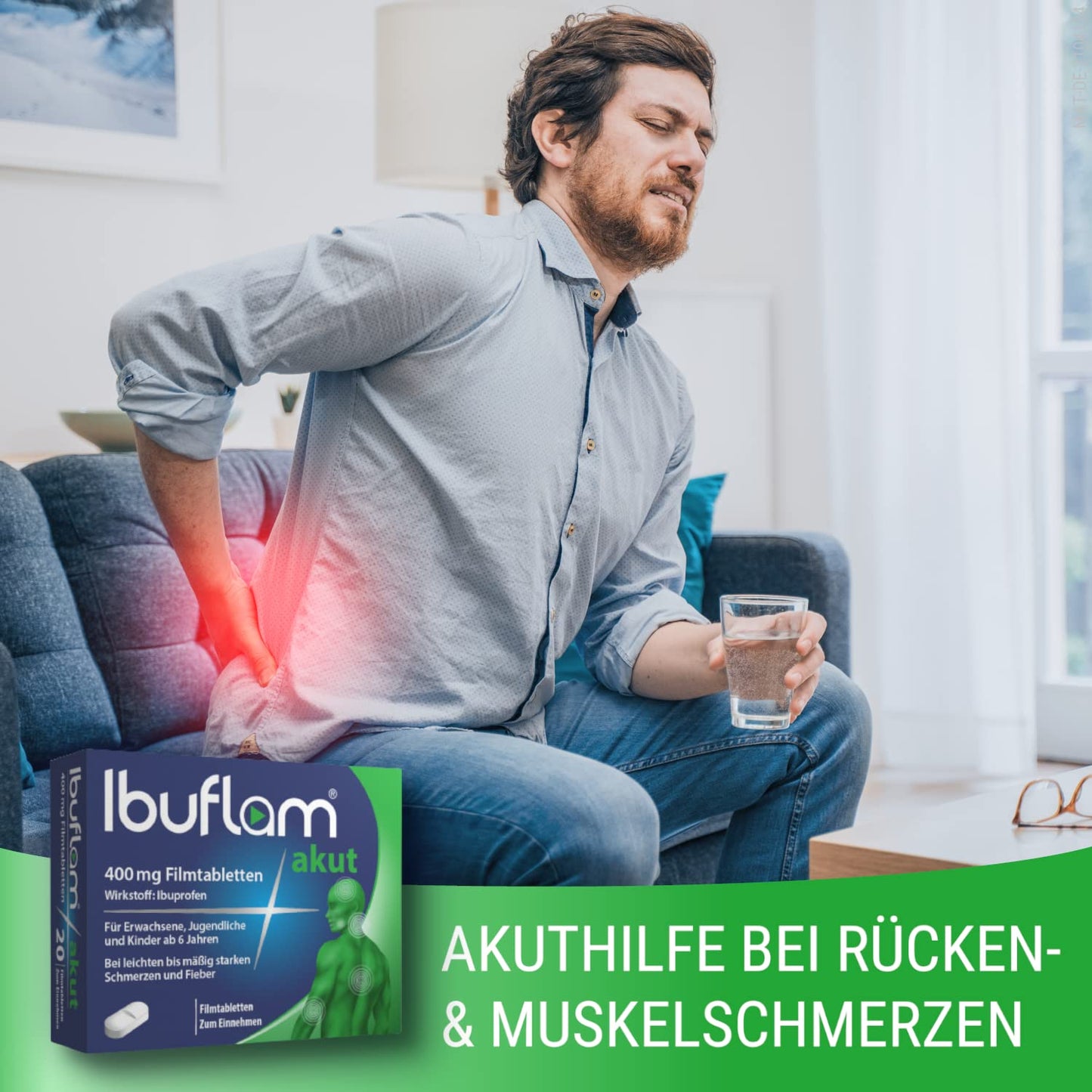 Ibuflam® Akut 400 mg IBUPROFEN Film-Coated Tablets, Double Pack 2 x 50 Pieces, Ibu 400 Pain Tablets for Pain, Toothache, Fever and Cold, Quick Pain Relief with Ibuprofen