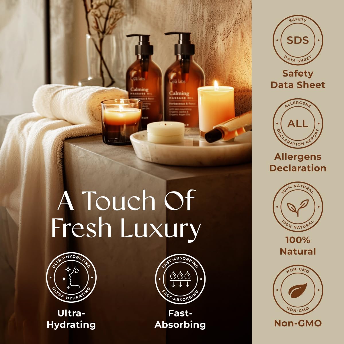 Gya Labs Lavendel Massageöle - 100% Reines Natürliches Aromatherapie Massageöl zur Körperentspannung für Männer und Frauen - Hergestellt mit Jojoba, Argan und Lavendel