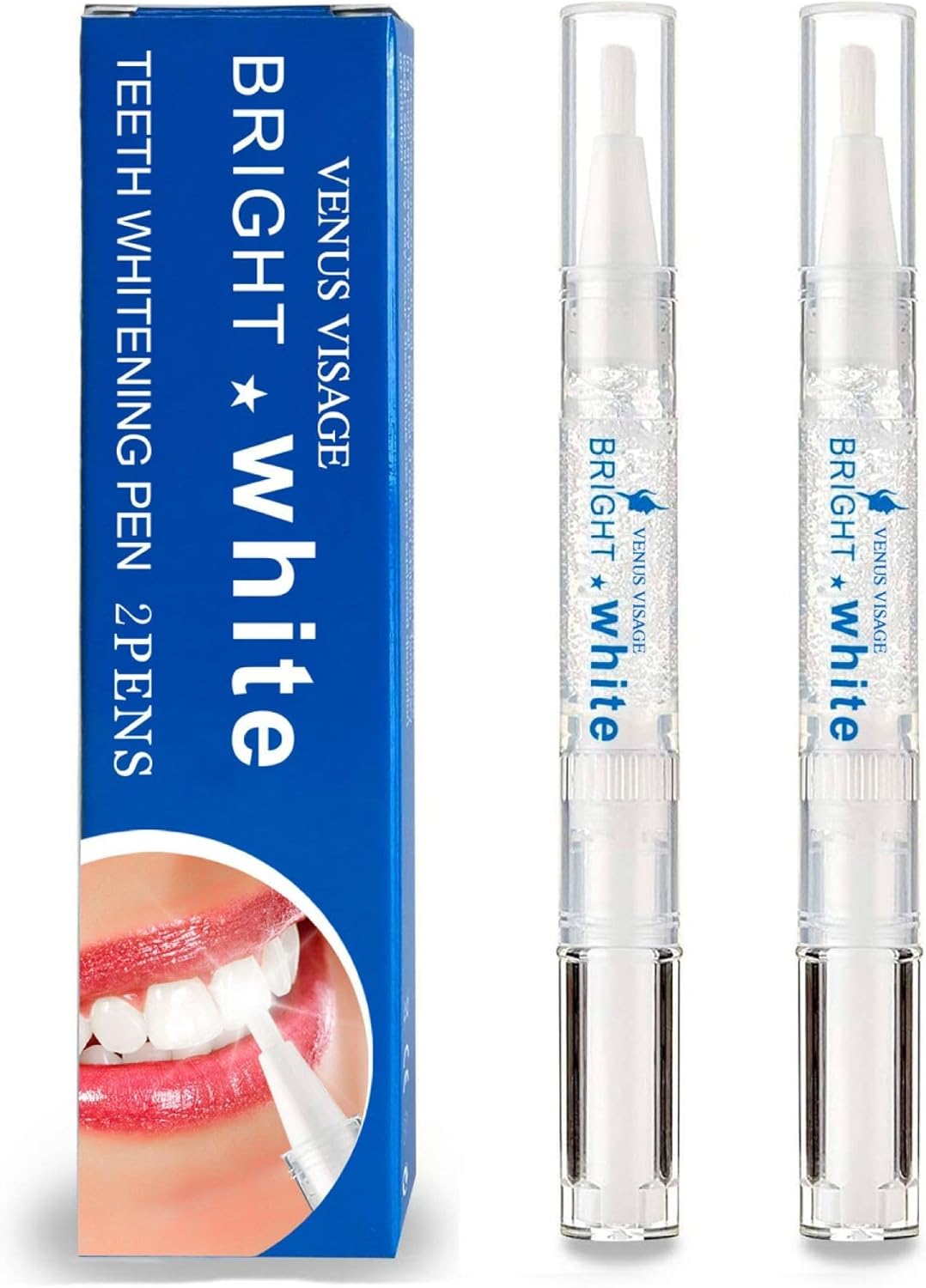 2 x Venus Visage Teeth Whitening Pen, 20+ Teeth Whitening Applications, Pain-free Teeth Bleaching for White Teeth, Quick Whitening, Gentle & Tooth-Friendly Bleaching (2 Pack, Mint)