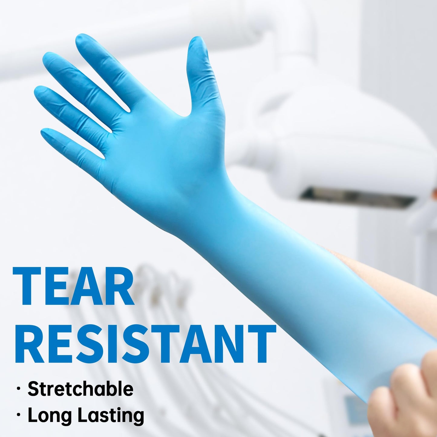 Medical Nitrile Exam Gloves, 4.5 Mil 100 Pcs, Powder-Free Latex-Free Food-Safe Cooking Cleaning Disposable Glove, Blue