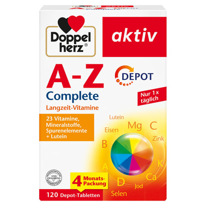 Doppelherz A-Z Complete DEPOT Long-Term Vitamins - 23 Vitamins, Minerals & Trace Elements Plus Lutein - 40 Preventive Tablets