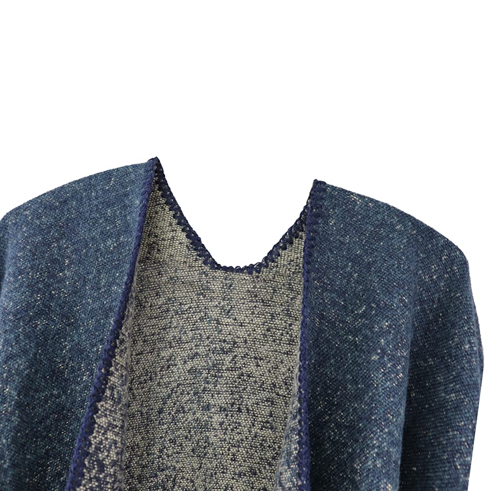 Shmily Girl Poncho Damen Strick Poncho Winter Warm Elegant Poncho Decke Poncho Cape Mantel Übergroße Poncho Schal Frauen