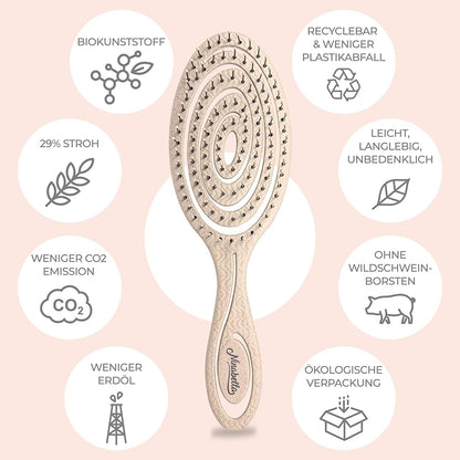 Ninabella Hair Brush without Pulling - Brush for Men and Women - Detangler Brush Also for Curls & Long Hair - Detangling Brush Hair Brushes - Black