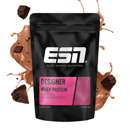 ESN Premium Designer Whey Protein Pulver, Cherry Yogurt, 1 kg, bis zu 23 g Protein pro Portion, ideal zum Muskelaufbau und -erhalt - made in Germany