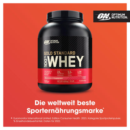 Optimum Nutrition Gold Standard 100% Whey, Proteinpulver, Geschmack Delicious Strawberry, 900g, 30 Portionen