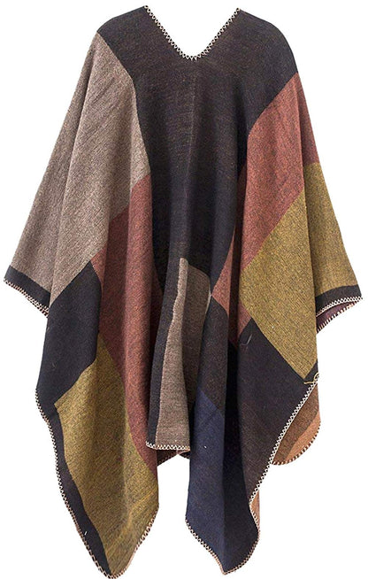 Shmily Girl Poncho Damen Strick Poncho Winter Warm Elegant Poncho Decke Poncho Cape Mantel Übergroße Poncho Schal Frauen