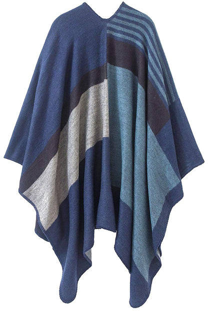 Shmily Girl Poncho Damen Strick Poncho Winter Warm Elegant Poncho Decke Poncho Cape Mantel Übergroße Poncho Schal Frauen