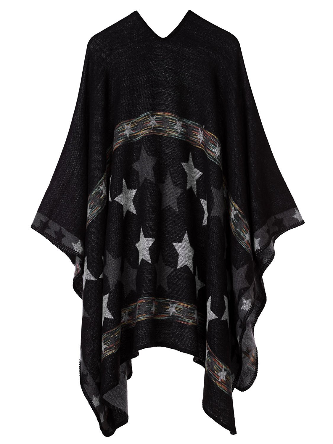 Shmily Girl Poncho Damen Strick Poncho Winter Warm Elegant Poncho Decke Poncho Cape Mantel Übergroße Poncho Schal Frauen