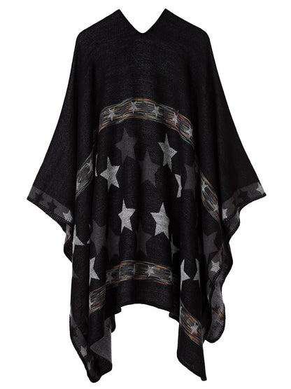 Shmily Girl Poncho Damen Strick Poncho Winter Warm Elegant Poncho Decke Poncho Cape Mantel Übergroße Poncho Schal Frauen