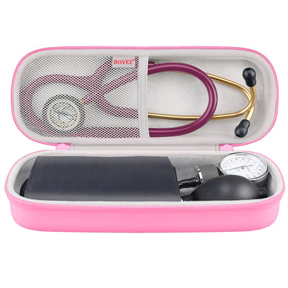 BOVKE Stethoskop Tasche für 3M Littmann Classic III, Lightweight II S.E, Kardiologie IV, MDF Acoustica Lightweight Stethoskope - Extra Tasche passend für Schwesternzubehör für die, Weiß Rosegold