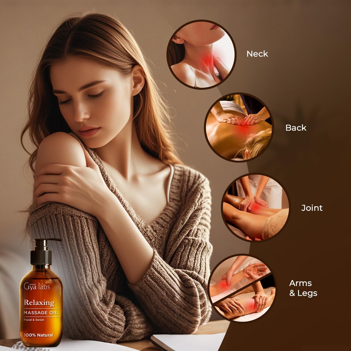 Gya Labs Lavendel Massageöle - 100% Reines Natürliches Aromatherapie Massageöl zur Körperentspannung für Männer und Frauen - Hergestellt mit Jojoba, Argan und Lavendel