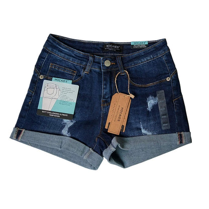 Hocaies Women's Basic Denim Shorts in Aged-Washed Out Look, Denim Bermuda Shorts for Women ,High Waist Denim Shorts with Tassel, Ripped Hole Hotpants, Shorts