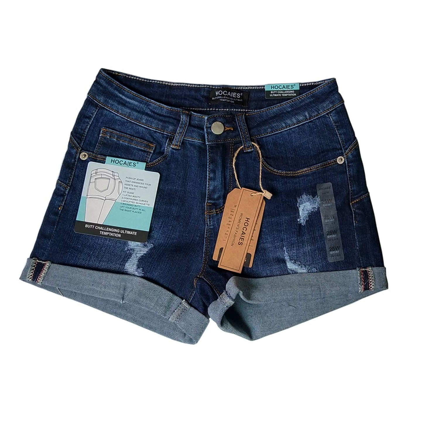 Hocaies Women's Basic Denim Shorts in Aged-Washed Out Look, Denim Bermuda Shorts for Women ,High Waist Denim Shorts with Tassel, Ripped Hole Hotpants, Shorts