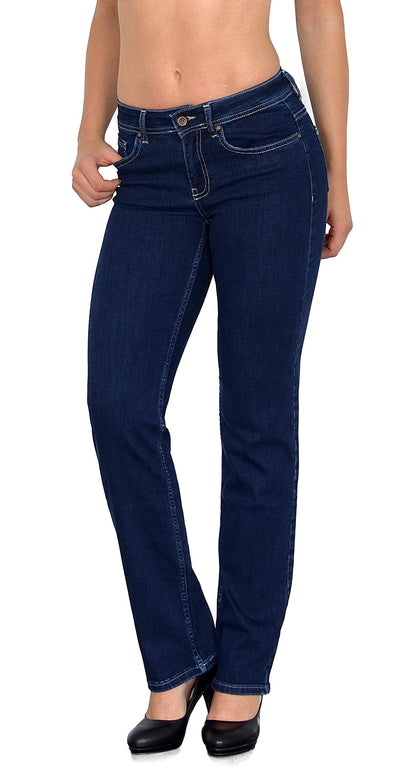 ESRA Women's Jeans Trousers Straight Cut Straight Fit Jeans Women's High Waist up to Plus Size Large Sizes G600