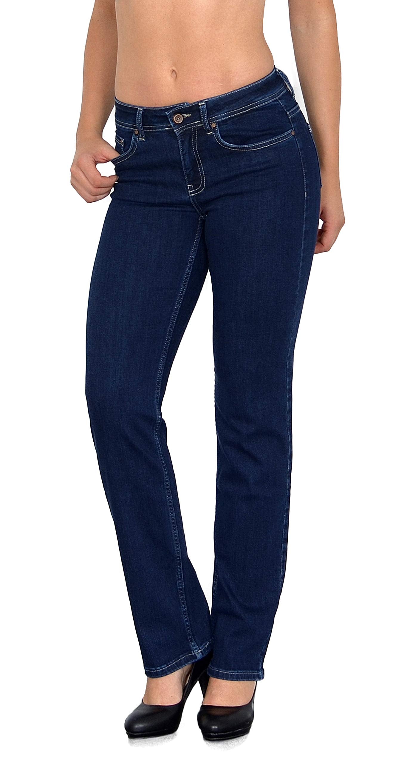 ESRA Women's Jeans Trousers Straight Cut Straight Fit Jeans Women's High Waist up to Plus Size Large Sizes G600