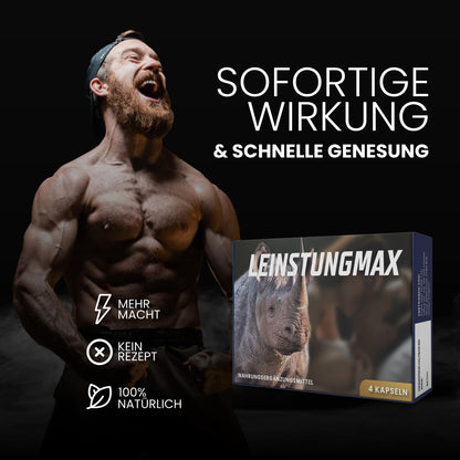 LEINSTUNGMAX Extra starke Stärkungskapseln für aktive Männer. 4 Kapseln hochdosierter reiner Ginseng-Extrakt zur sofortigen Unterstützung leidenschaftlicher Momente des Mannes | 100% natürlich