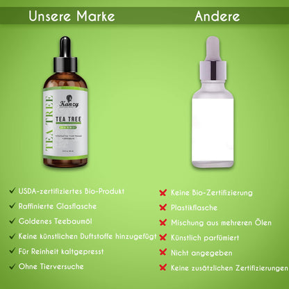 Kanzy Teebaumöl Bio Naturrein 60ml mit Pipette Kaltgepresst Tea Tree Oil für Gesicht (60ml)